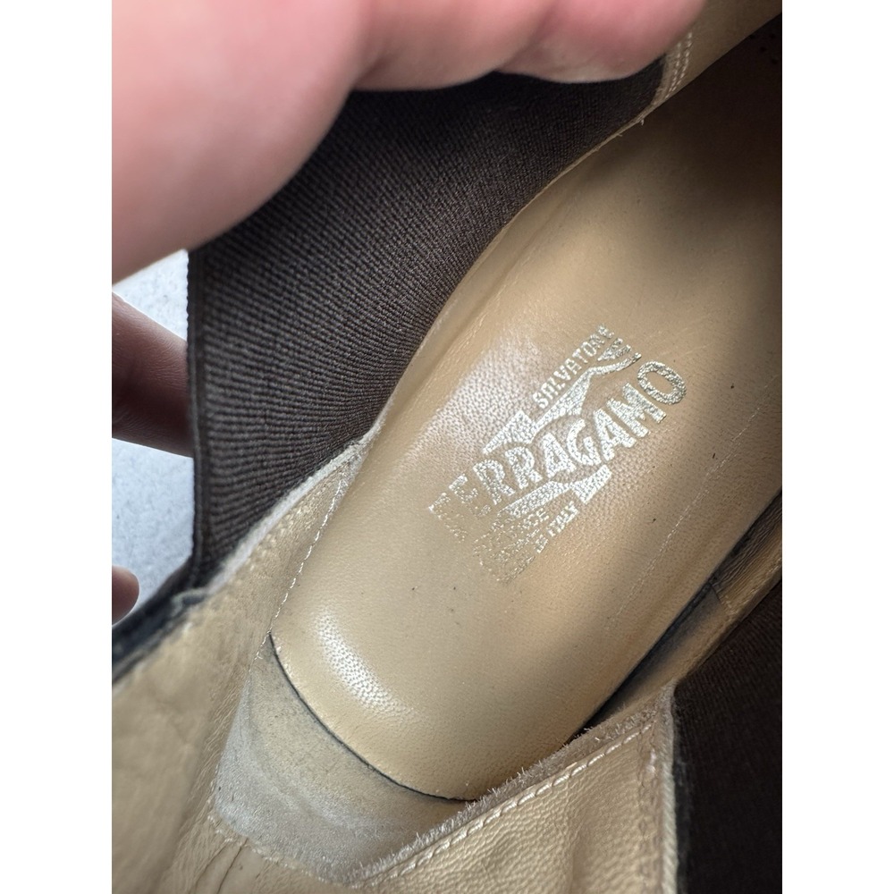 Salvatore Ferragamo Slip On Chukka Ankle Boots Brown Leather Mens Sz 11.5 D 2947 - Picture 4 of 8